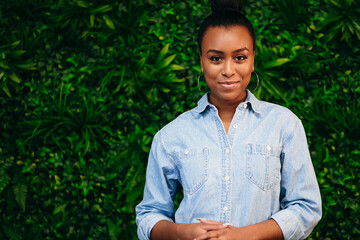 Woman portrait creative green and clean climate with natural beauty concept