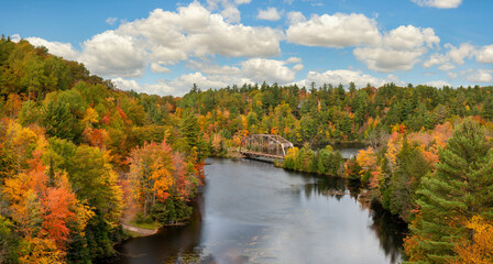 Autumn Colors on County Road 510 Trestle Bridge near Marquette Michigan  - Upper Peninsula Negaunee 