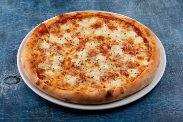 fresh pizza on the white plate