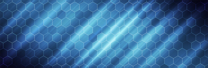 Hexagon background. Blue technology pattern. Futuristic backdrop. Hex vector illustration
