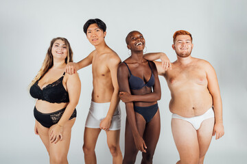 Confident friends, wearing underwear