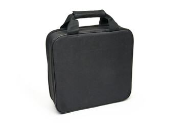 Black bag (front view) on white background and clipping path