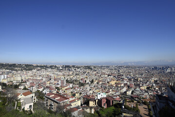 Panoramic view of the historic center of the city of Naples from the terrace of the national museum of Saint Martin, Italy.