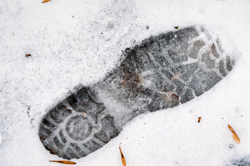 shoe print in the snow