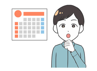 カレンダー　考える男性