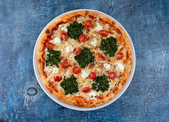 fresh pizza on the white plate