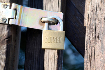 Word closed gavur with padlock, door lock as a buiness concept.