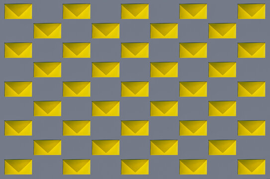 Pattern of rows of yellow envelopes