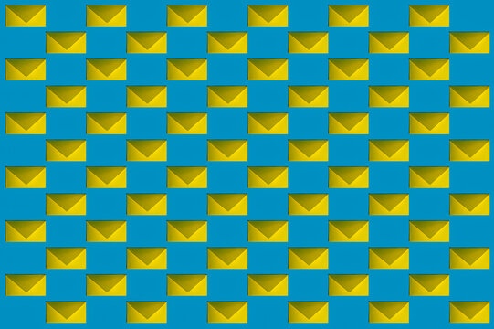 Pattern of rows of yellow envelopes