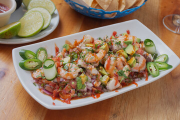 Ceviche de camarón y pulpo