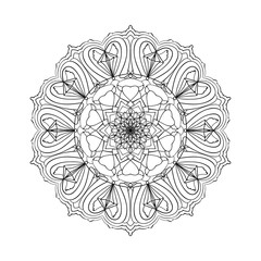 Mandala ethnic round element. Hand drawn doodle background in circle. Coloring book element.