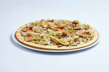 pizza with meat and mushrooms