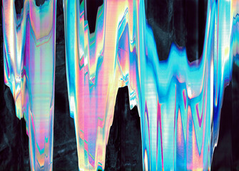 Abstract mint, pink and black digital glitch art background texture with interlaced and distortion effect. Futuristic cyberpunk poster design. Retro futurism rave surreal aesthetic. Copy space