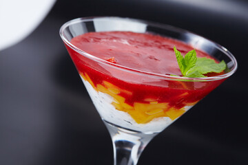 fruit dessert with berries and mint