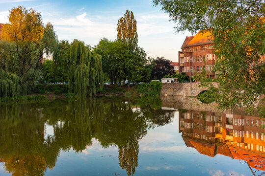 Lake weissensee and beach in east berlin in summer