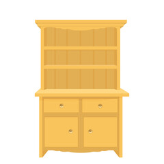 Yellow wooden retro chest of drawers. Vector illustration in flat style isolated on white background.