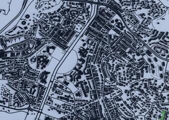 big city top view. illustration in casual graphic design. fragment of Singapore 3d render