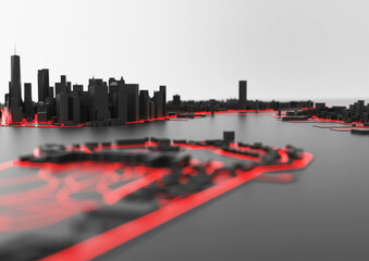 Big city . illustration in casual graphic design. fragments of new york 3d render