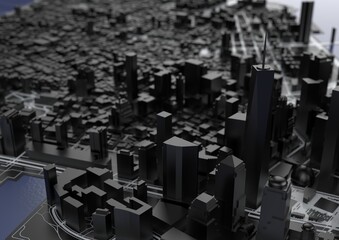 Big city . illustration in casual graphic design. fragments of new york 3d render