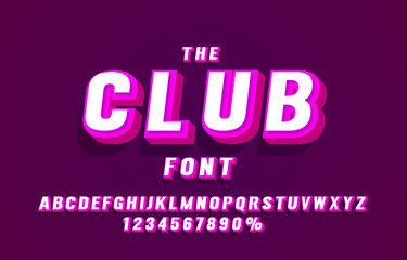 Club font set collection, letters and numbers symbol. Vector