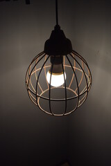 Lamp in metal wire frame, cage, industrial design, Mannheim, Germany