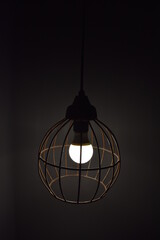 Lamp in metal wire frame, cage, industrial design, Mannheim, Germany