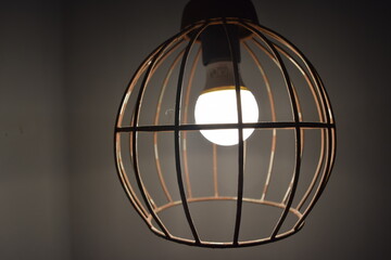 Lamp in metal wire frame, cage, industrial design, Mannheim, Germany