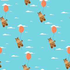 Naklejka premium Seamless pattern on an Easter with hot air balloon Horse. Easter pattern. Vector illustration.