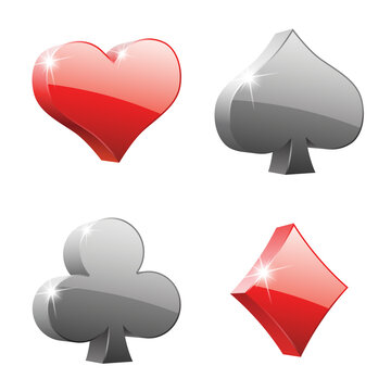 vector glass hearts spades clubs diamonds symbol