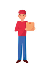 delivery worker lifting box character