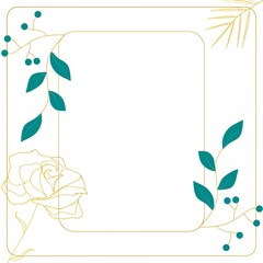 Obraz premium Simple wedding floral background style. Gold geometric invitation, save the date card design with tree branches and greenery leaves decoration. Natural elegant and rustic luxury template vector.