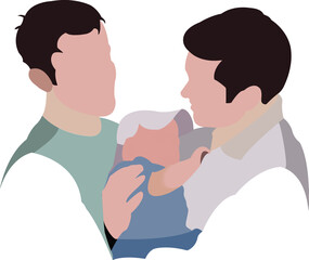 Fototapeta premium two gay guys with a newborn two gay guys with a newborn