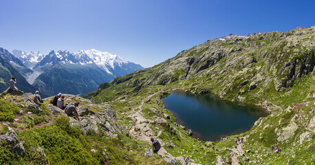 The landscape on mont blanc and mont blanc alps seen from 