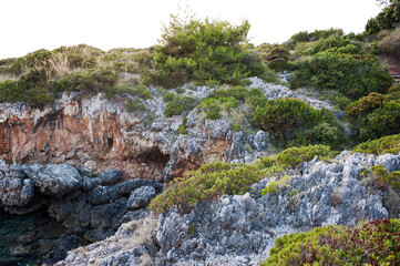 Fototapeta na wymiar Scarp along the coastal stretch of mount Bulgheria, Salerno, Italy.
