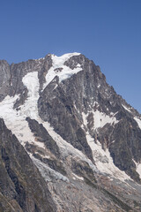 Les grandes jorasses: one of the highest and most spectacular peaks in the Italian alps, near Courmayeur, Italy - August 2020.