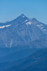 The mountains of the Aosta Valley during a beautiful sunny day near the town of Courmayeur, Italy - August 2020.