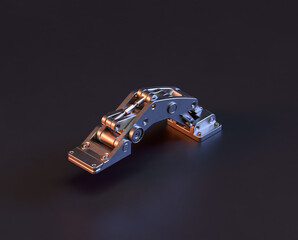Shiny metal mechanical spare small part of machine in machinery and automotive industry, 3d rendering, isometric