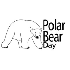 Polar Bear Day, Animal outline and themed inscription, for a postcard or page coloring