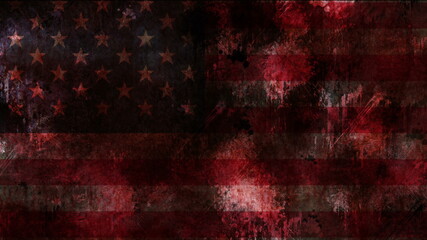 USA flag on grunge bloody background