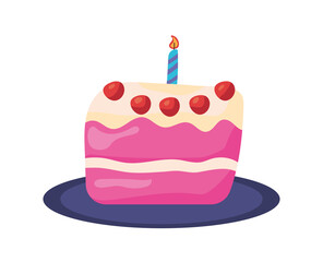 sweet cake birthday with candle icon