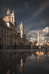 reflection of Piazza navona in Rome