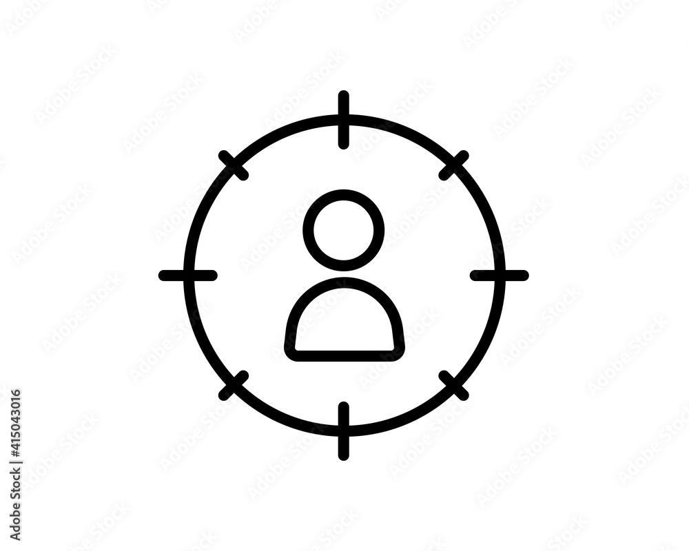 Poster simple target audience line icon. stroke pictogram. vector illustration isolated on a white backgrou