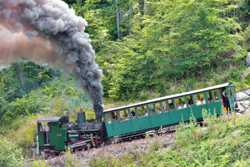 Historic train on the Schafberg, Sankt Wolfgang, Gmunden District, Salzkammergut, Upper Austria, Salzburg, Austria, Europe