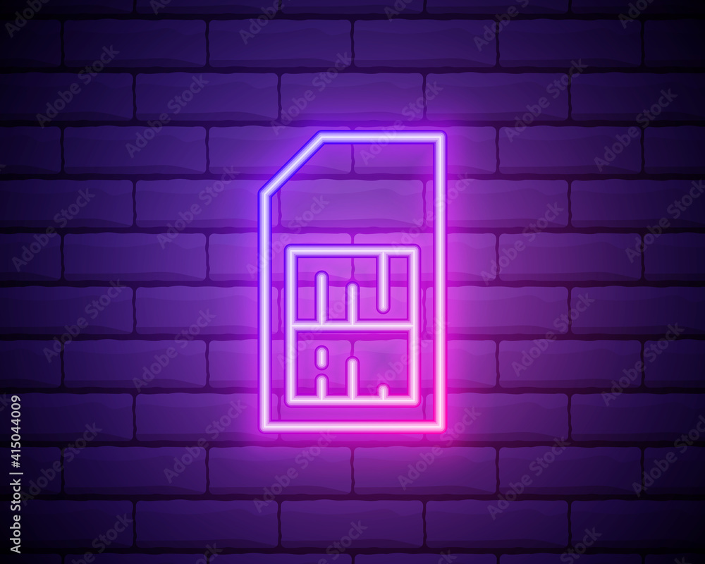 Poster sim card neon style icon. simple thin line, outline vector of telecommunication icons for ui and ux,