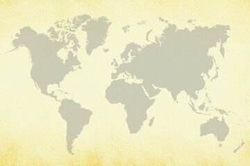 Fototapeta na wymiar World map isolated on yellow background