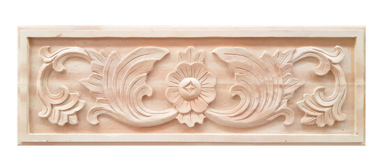 Plakat Pattern of flower carved on wood background