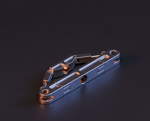 Shiny metal mechanical spare small part of machine in machinery and automotive industry, 3d rendering, isometric