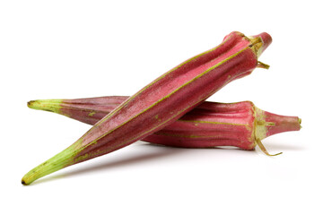 Fresh young okra isolated on white background