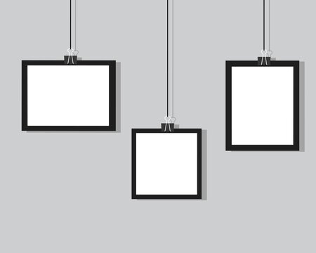 Set of photo frames isolated on gray background – Photo frame background.