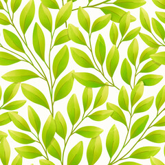 Seamless tropical leaves pattern. Digital hand painting botanical elements. Trendy floral illustration for surface design, fabric, fashion, wallpaper.